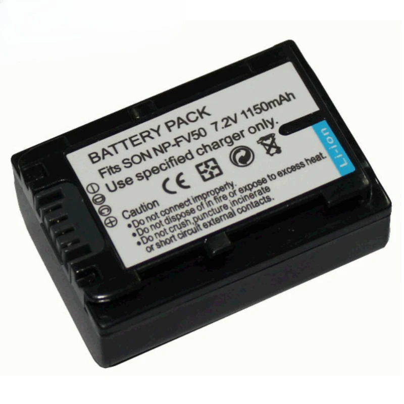 7.2V 1150mAh NP-FV50 Battery NP-FV50 Rechargeable Battery for Sony HDR-CX150E 180E 210E 270E 360E 550E Digital Camera