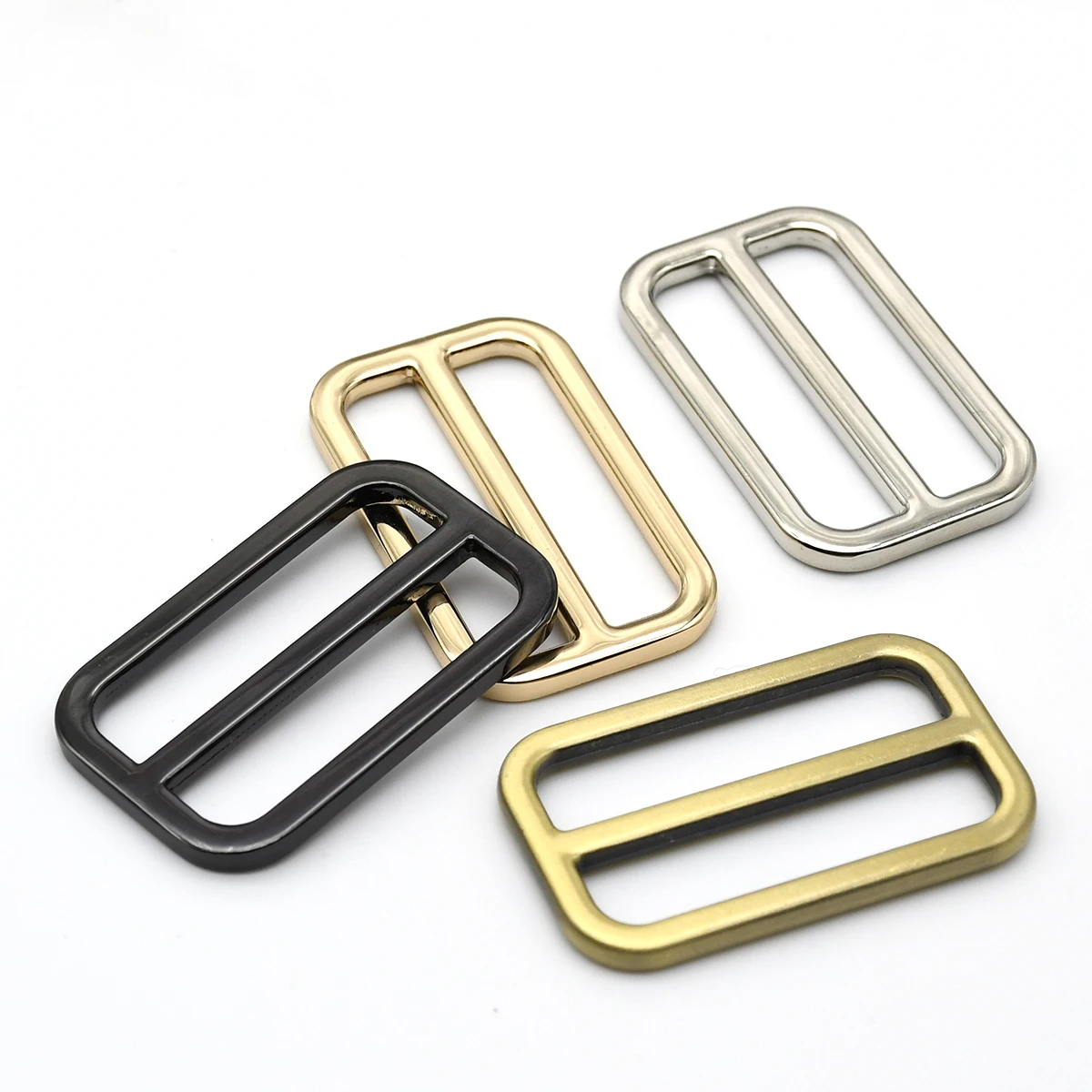 1x Metal Square Ring Tri-glide Adjustment Buckle Rectangle Loops Leather Craft Bag Parts Strap Webbing Garment DIY Accessories