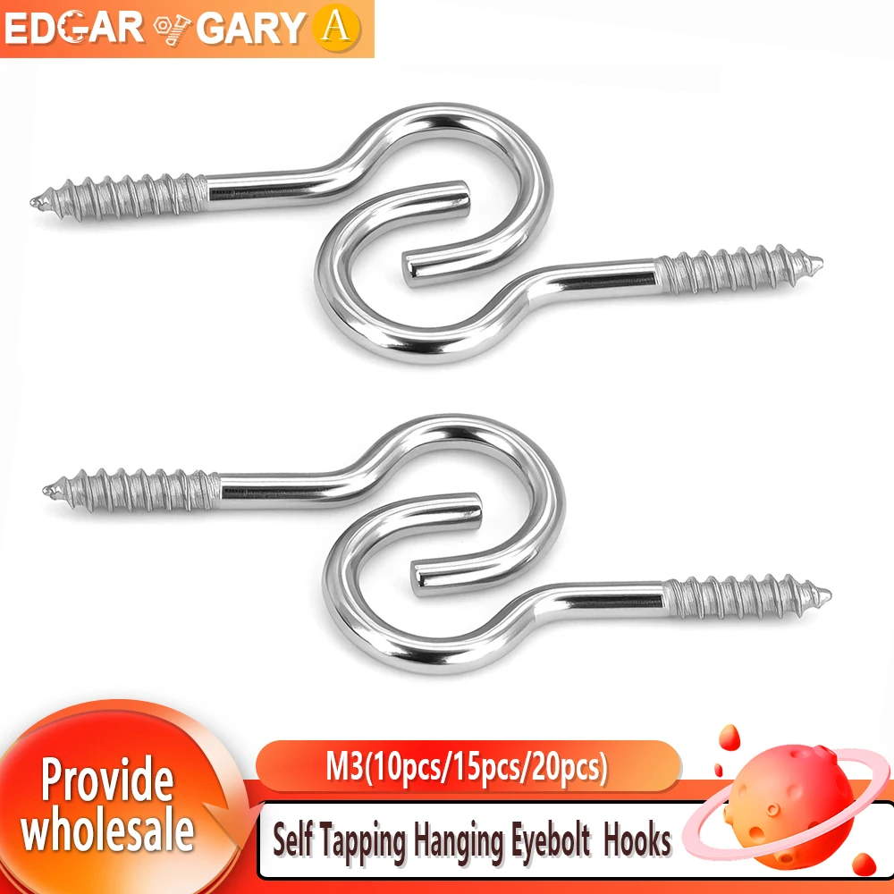 

Саморезы из нержавеющей стали, подвесные крючки для проушины, винтовые крючки, потолочные крючки для чашек, металлический ввинчивающийся крючок, сверхпрочные кольцевые винты M3