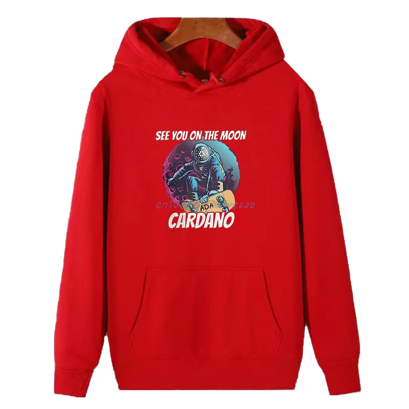 See You On The Moon Cardano Ada Cryptocurrency Winter Essentials Hoodie Hooded Sweatshirt New Sweatshirts Thick Sweater Hoodie