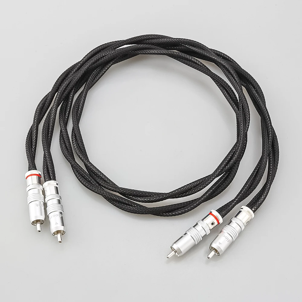 HI-End Silver Plated 2Core Twist RCA Interconnect Cable PEFT Phono RCA  Cables 1m Pair HIFI