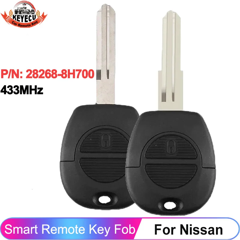 KEYECU 433MHz P/N: 8268-8H700 For Nissan Patrol Navara X-Trail Serena Primera Micra Almera Auto Remote Control 2 Button Key Fob