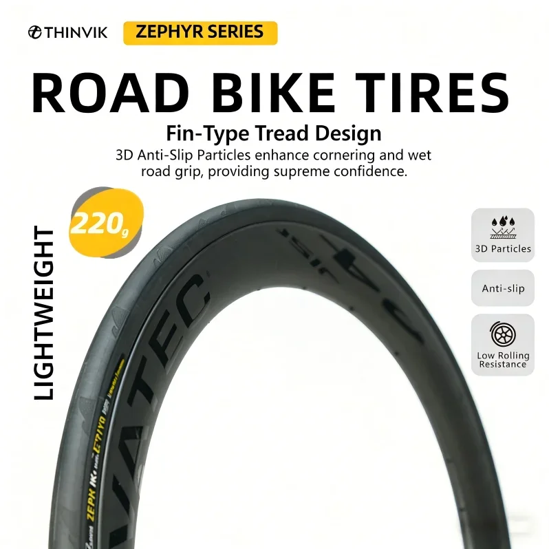 

Thinvik Road BikeTires 700X25/28C Lightweight Cycling Tyre 360TPI Training Clincher Foldable for Bicycle Accessories-2pcs