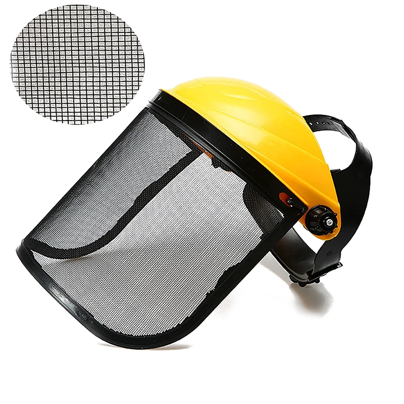 [1pc] Logging Brush Cutter Forestry Protection Garden Grass Trimmer Protective Safety Helmet Hat With Full Face Mesh Visor
