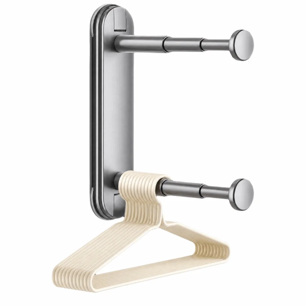 Suction Cup Hanger Organizer Stacker Telescopic Non Punching Clothes Hanger Storage Double Layer Non Marking