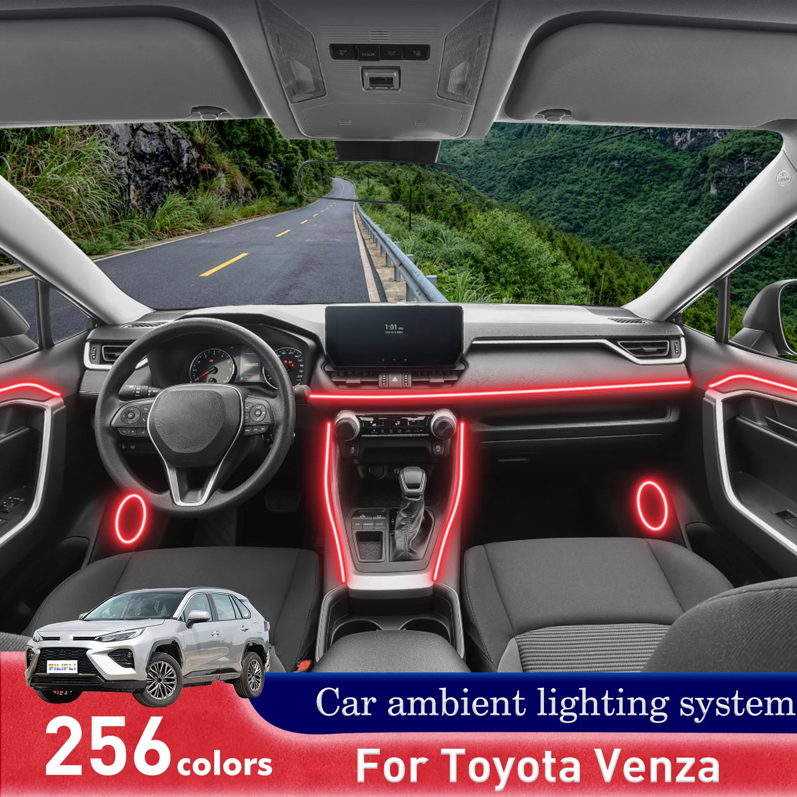 

For Toyota Venza Car Interior Mood Ambient Light RGB 64-Color LED Smart Remote Control Atmosphere Lamp Energy Saving Set