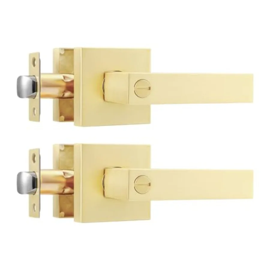 

Bedroom Door Knobs with Lock, Gold Door Handles Interior, Gold Bathroom Door Lock, Keyless Door Lever Interior