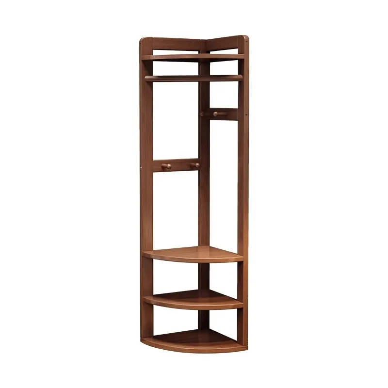 Solid wood corner coat rack Floor-to-ceiling bedroom hanger Storage rack Simple household corner hanger clothes rack