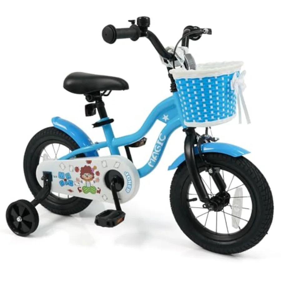 

Bike 12 14 16 18 Inch with Training Wheels Storage Basket Hand Coaster Brakes Adjustable Seat Handlebar Blue Red Silver for Boy