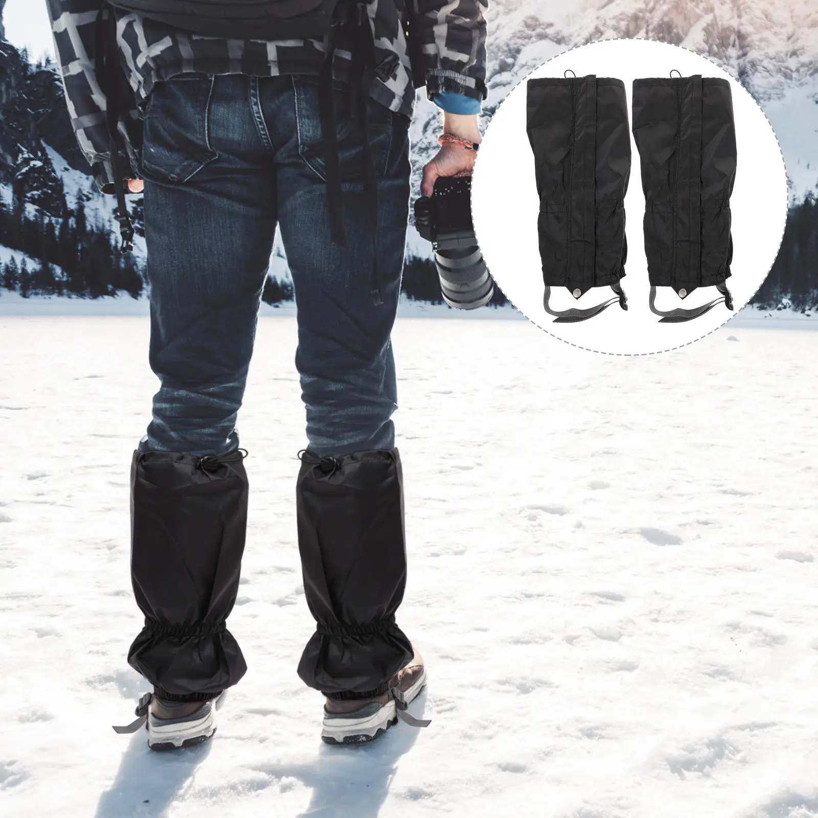 

2Pcs Adjustable Leg Gaiters Outdoor Hiking Climbing Waterproof Leg Protective Sleeves Outdoor Gaiters Winter Accessory