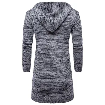Men's Hooded V-Neck Knit Sweater Coat 4 2026 New Fashion American European Men's Solid Color Casual Trendy Thicken Long Sleeve Loose Knitted Sweater Coat Male Clothes 4