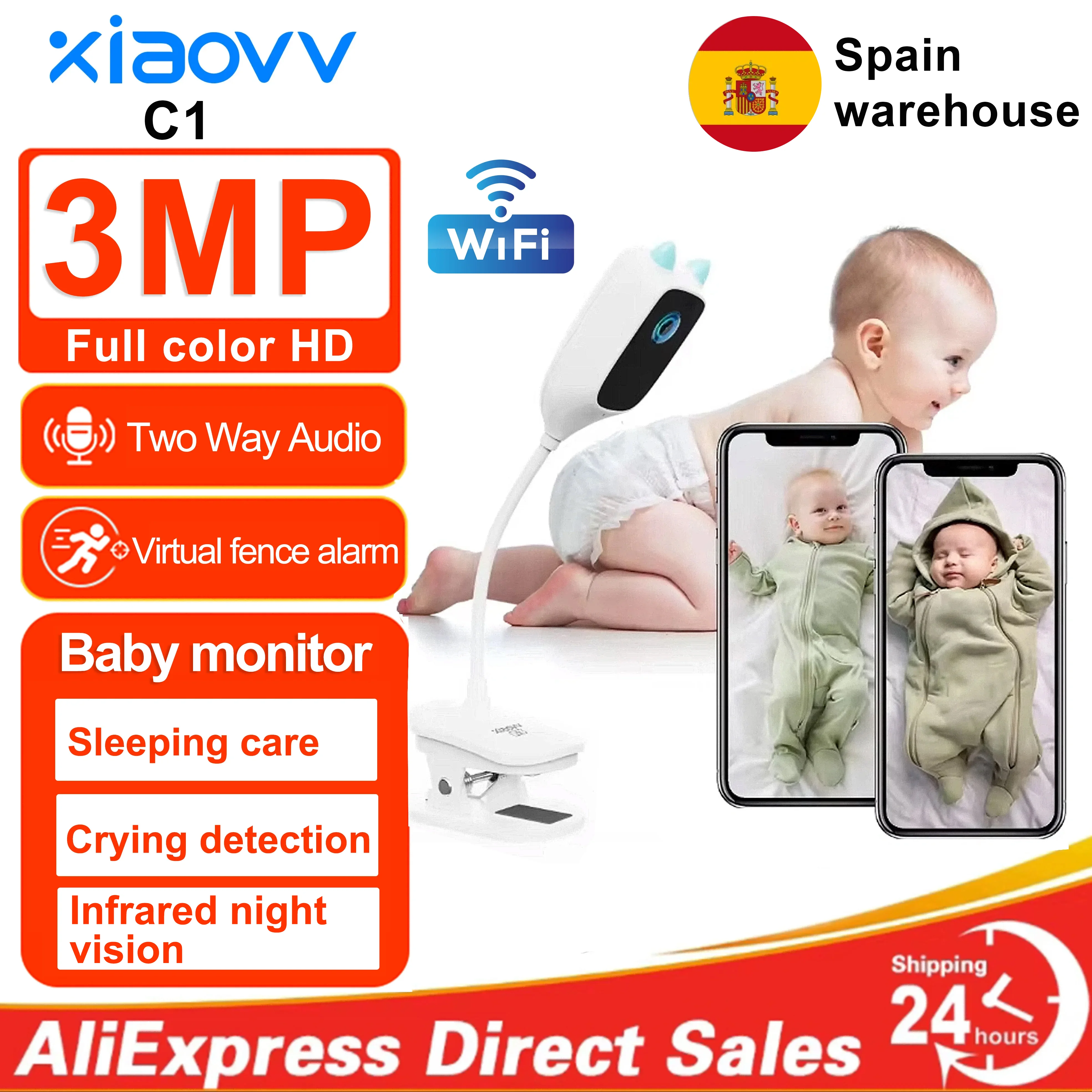 XIAOVV 3MP 2.4GHz WiFi 2k sécurité intérieure Mini caméra IP intelligente CCTV caméra pour animaux de compagnie moniteur vidéo pour bébé 24/7 caméra de Surveillance