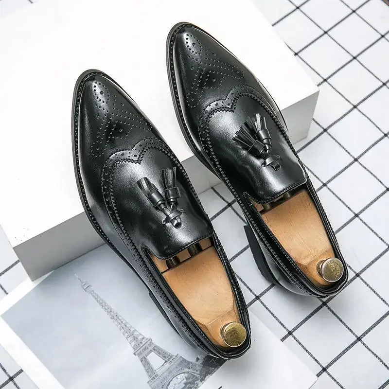 Suit Leather Shoes Men's Business Casual Formal Wear British Leather Shoes Men's Business Korean Version Office Social Shoes Der