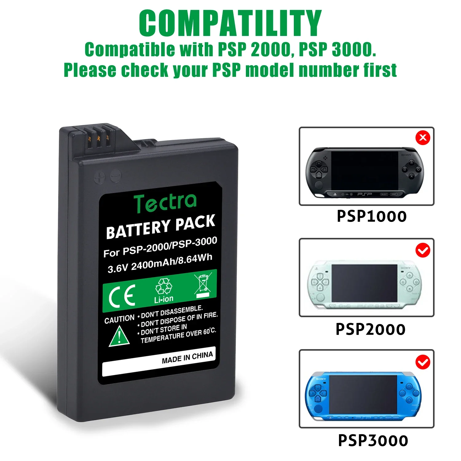 소니 PSP-S110, PSP 2000 슬림 3000 시리즈 PSP-2001 PSP-3001 PSP-3002 PSP-3004용 10개 2400mAh 충전식 리튬…