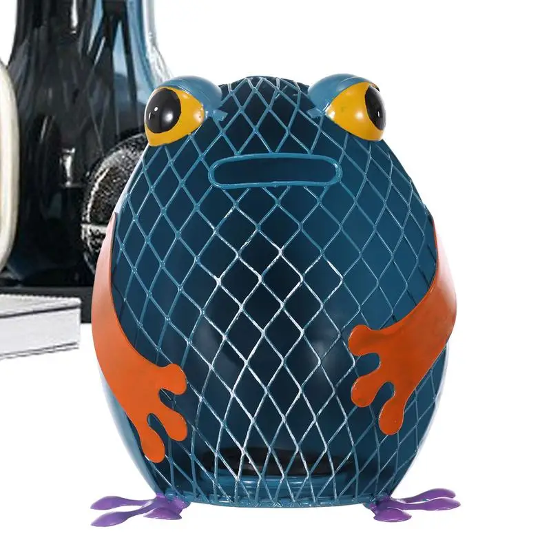 

Animal Bank Hand Colored Cat Frog Iron Art Change Box Painted Animal Money Bank with Rubber Plug Cute Practical Decoration