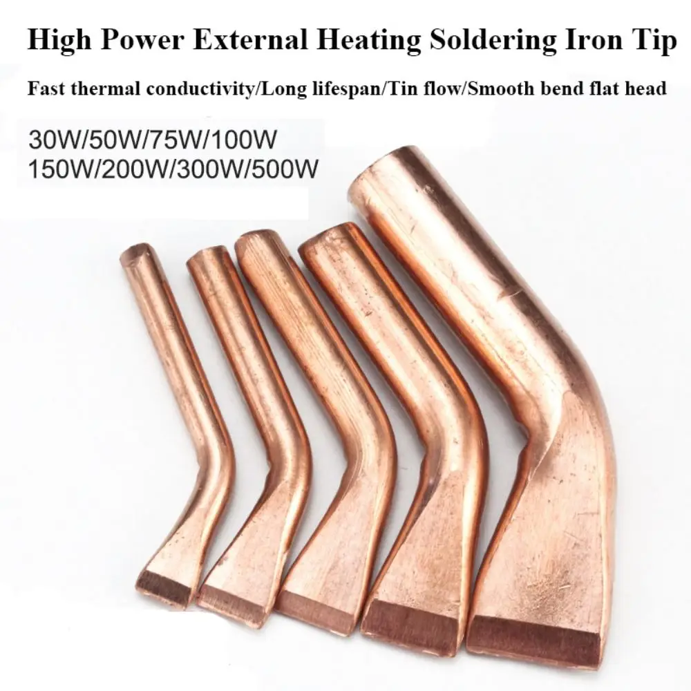 New 100W150W200W300W500W Electric Soldering Iron Tip Pure Copper High Power Large Area Welding 9 Styles External Heat Tip