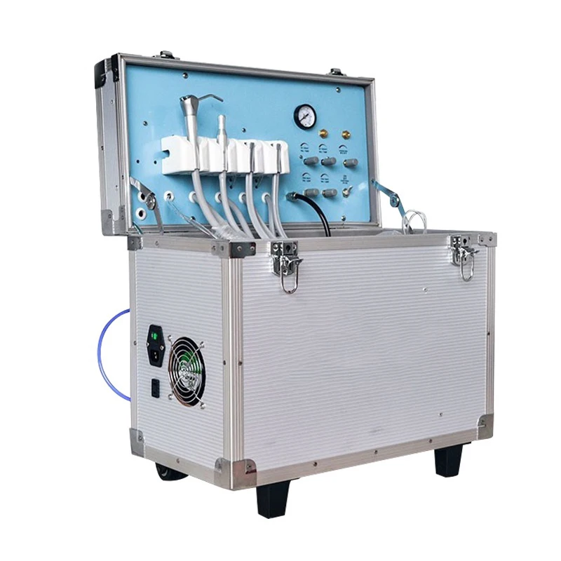 Dental Equipment Portable Mobile Turbine Cutting Unit Built-in Air Compressor System Suction System Triplex Syringe