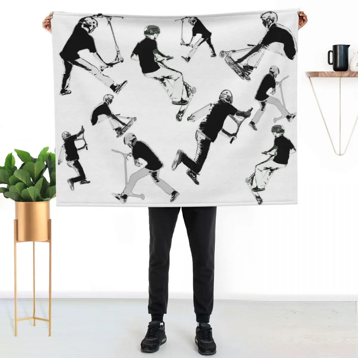 Airtime!- Stunt Scooter Fun Throw Blanket Single Personalized Gift Warm Luxury St halloween Thin Blankets