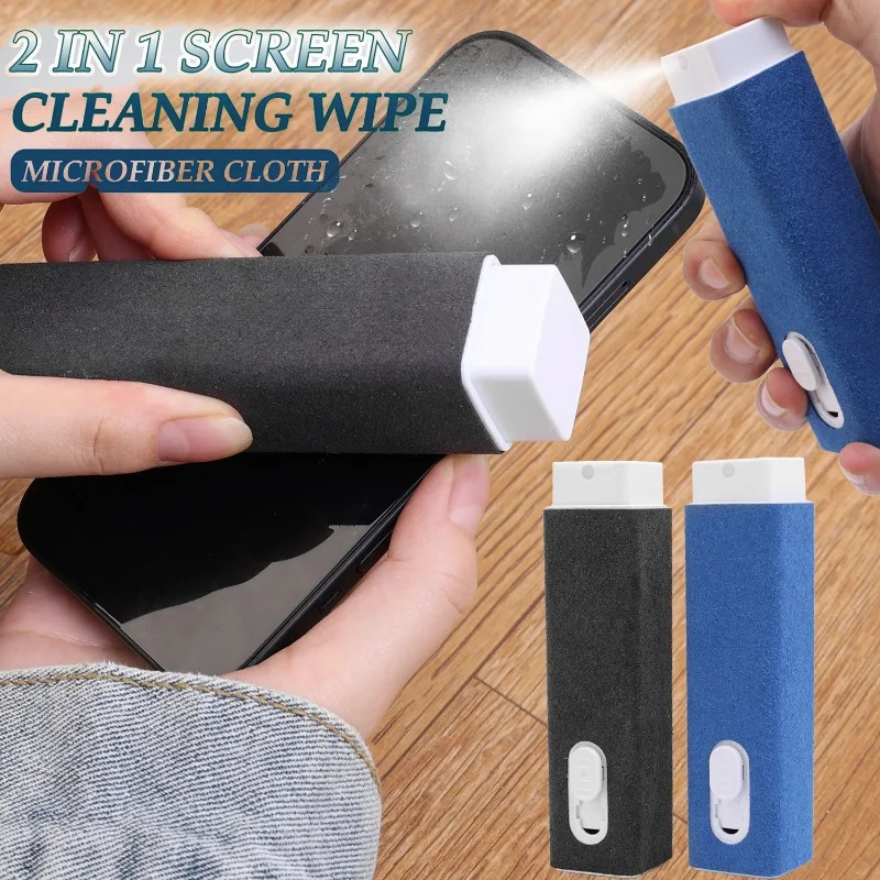 Microfiber Screen Cleaner Spray Bottle Cellphone Tablet Laptop Display Screen Cleaning Wipe Press Spray Bottle with Liquid