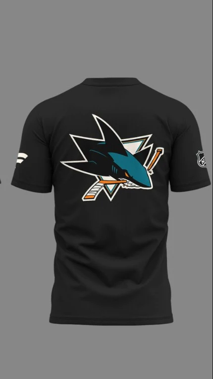 

Новая летняя черная футболка San Jose Sharks YEET Limited Edition 2026, удобная и дышащая, быстросохнущая мужская футболка