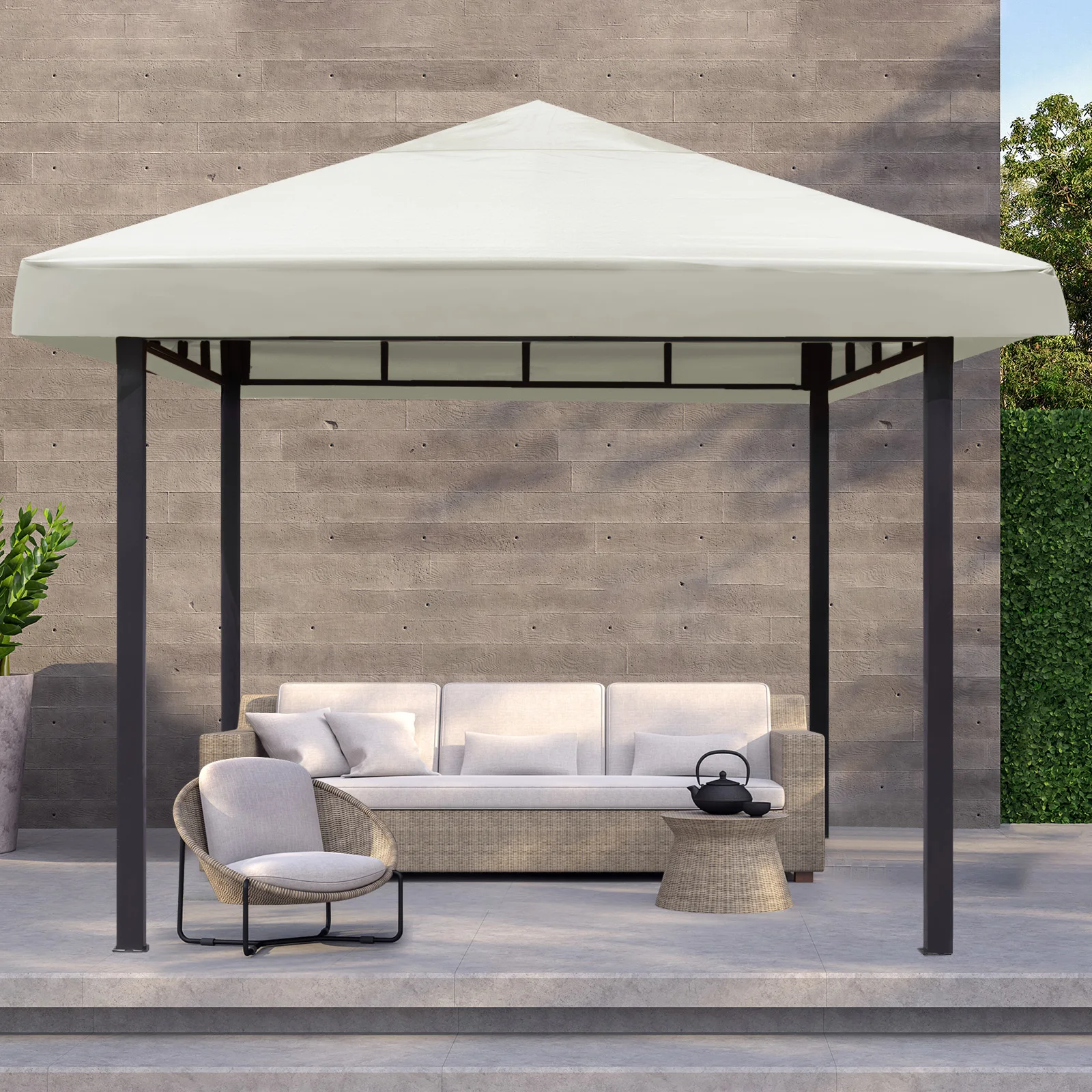 3 x 3 m dicke, wasserdichte Ersatz-Überdachungshülle, doppelte Pavillon-Dachabdeckungen für Hof, Terrasse, Garten – Detail 14