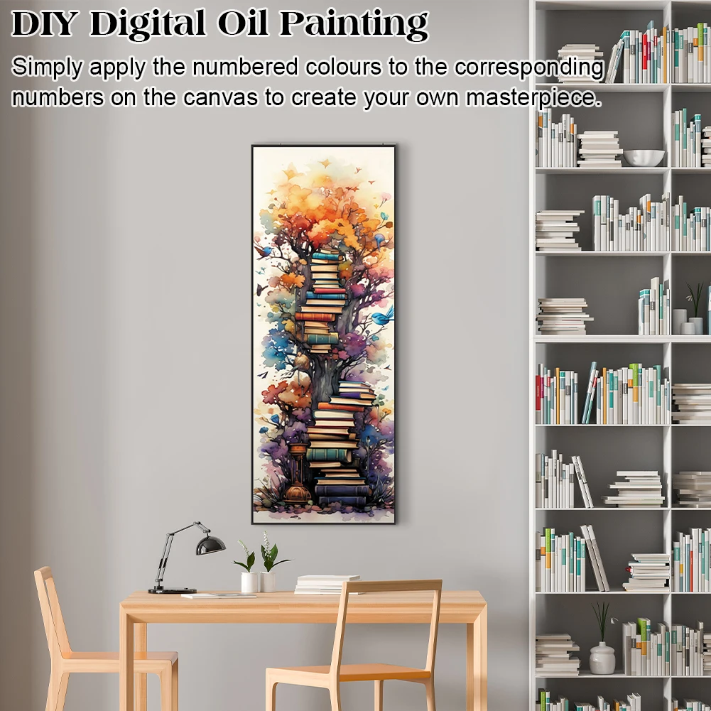 

1pc DIY Paint by Number Kit Book Frameless Canvas Wall Art Gift Idea 30x80cm