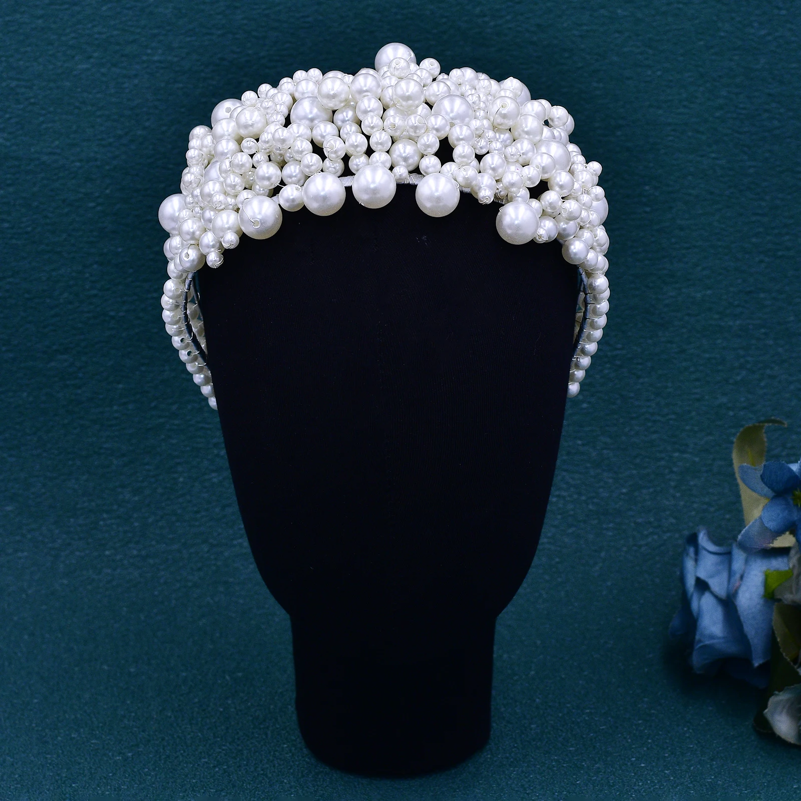 Elegant Pearl Bride Hair Hoop Fashion White Color Faux Pearl Wedding Headband Butterfly Shape Party Headwear HP704