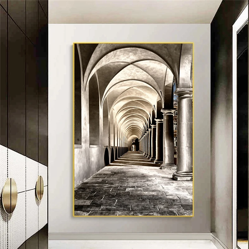 Cloister Monastery Courtyard Dresden Gang Vault Posters Wall Art for Living Room Home Decoration Canvas Painting Building Cuadro