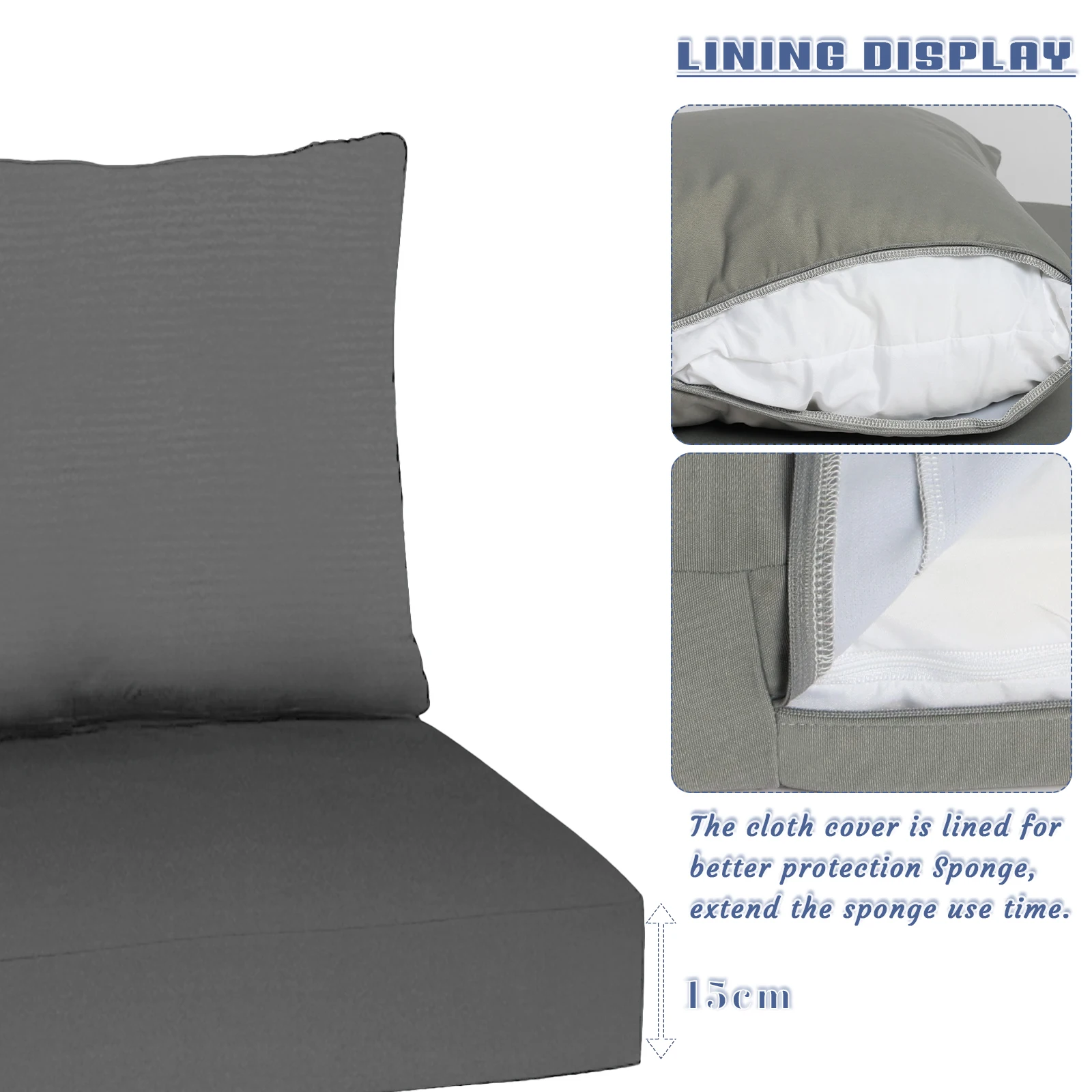 Custom Seat And Back Cushions Chair Sofa Bench Backrest Cushion  Set Chair Seat Pad Decor Garden Bay Window Pad Patio Cushion