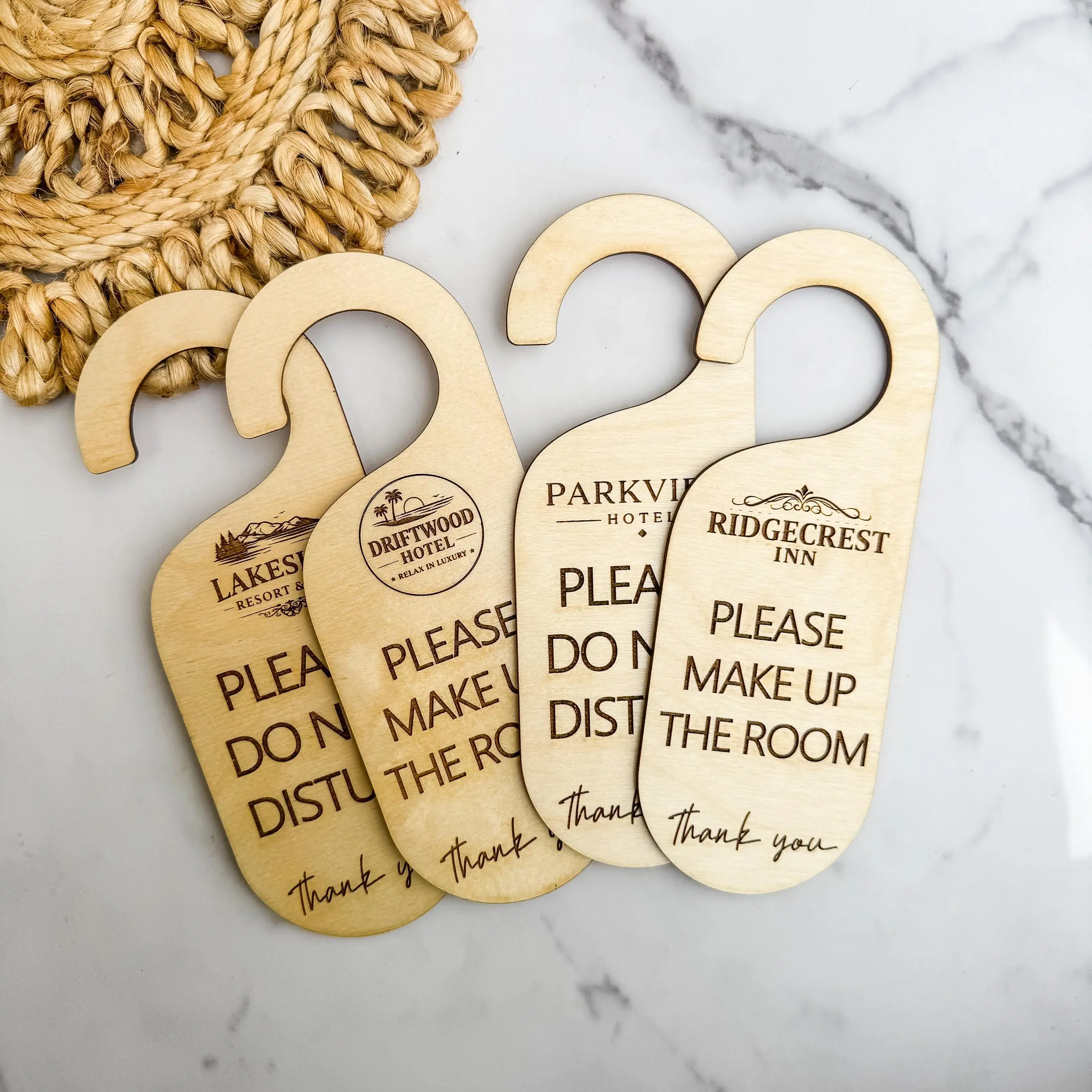 Custom Engraved Wood Door Hanger Sign, Hotel Do Not Disturb Door Tag, Personalized Wooden Room Hanging Sign for Guest Room