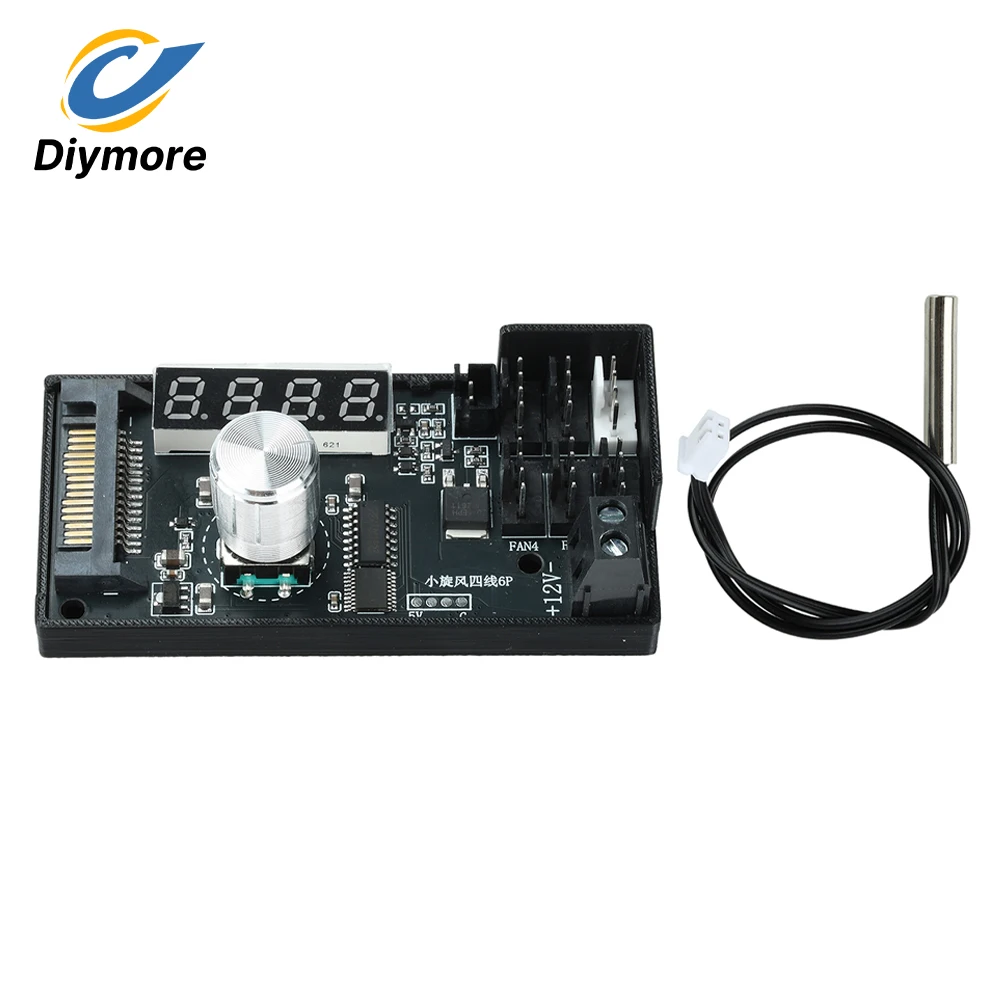 6 Channel PWM Fan Controller 12V 5A SATA Power Digital Display Temp Speed Auto Manual Mode for PC Case Server Mining Rig Cooling