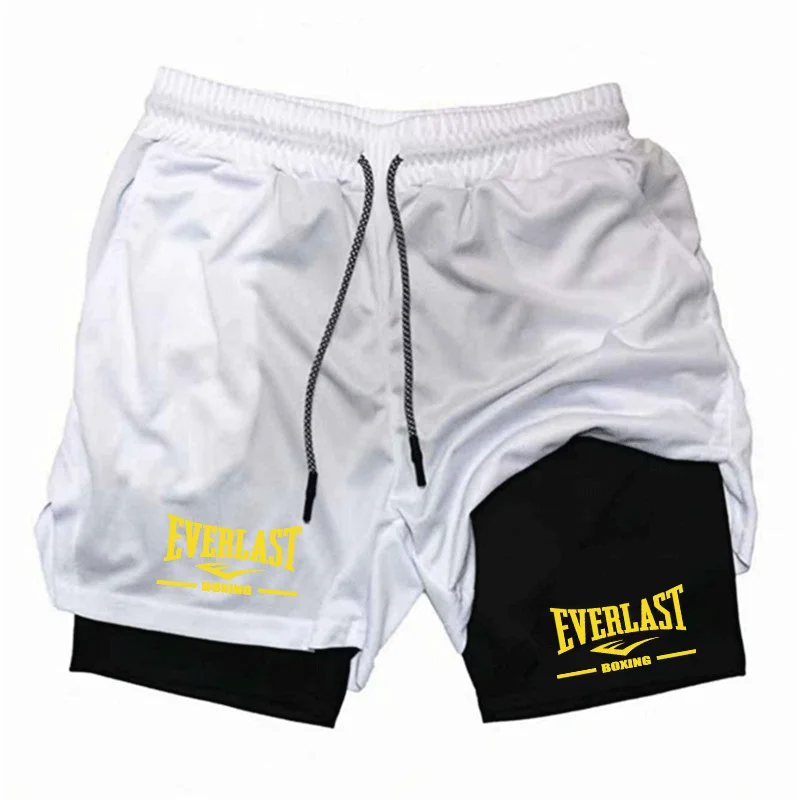 Men's Double-Layer Casual Sports Pants Breathable Running Training Shorts Comfortable Exercise Physical Fitness