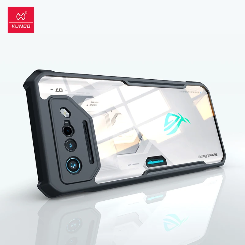 Xundd para asus rog phone 7 6 pro phone 7 capa final, pc & tpu airbags escudo à prova de choque, capa de proteção de lente transparente traseira