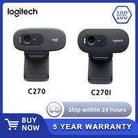 Logitech Webcam C270 C270i HD Webcam 720P Network Built-in Microphone USB2.0 Webcam Chat Camera mini camera Webcam for pc