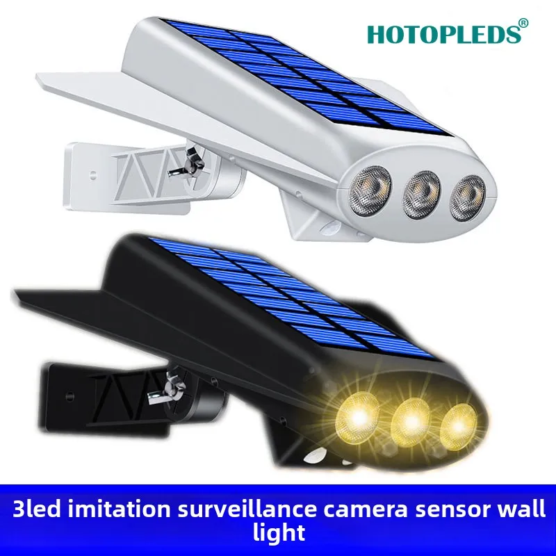 

Solar induction wall light 3LED imitation monitoring outdoor landscape garden light imitation camera waterproof street light