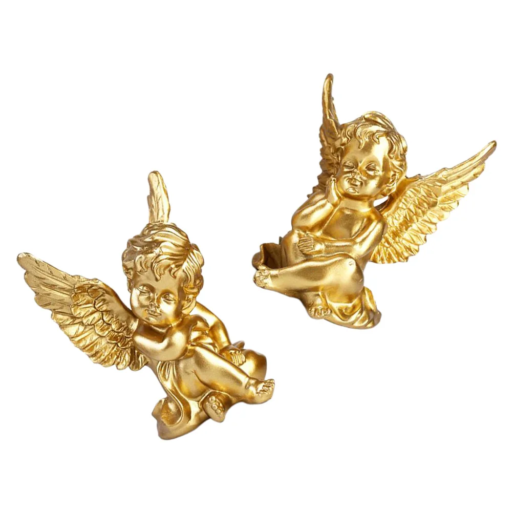 

2Pcs Lovely Angel Decor Resin Craft Elegant Home Adornment Nonfading Longlasting Resin Figurine Lovely Figurine Ornaments