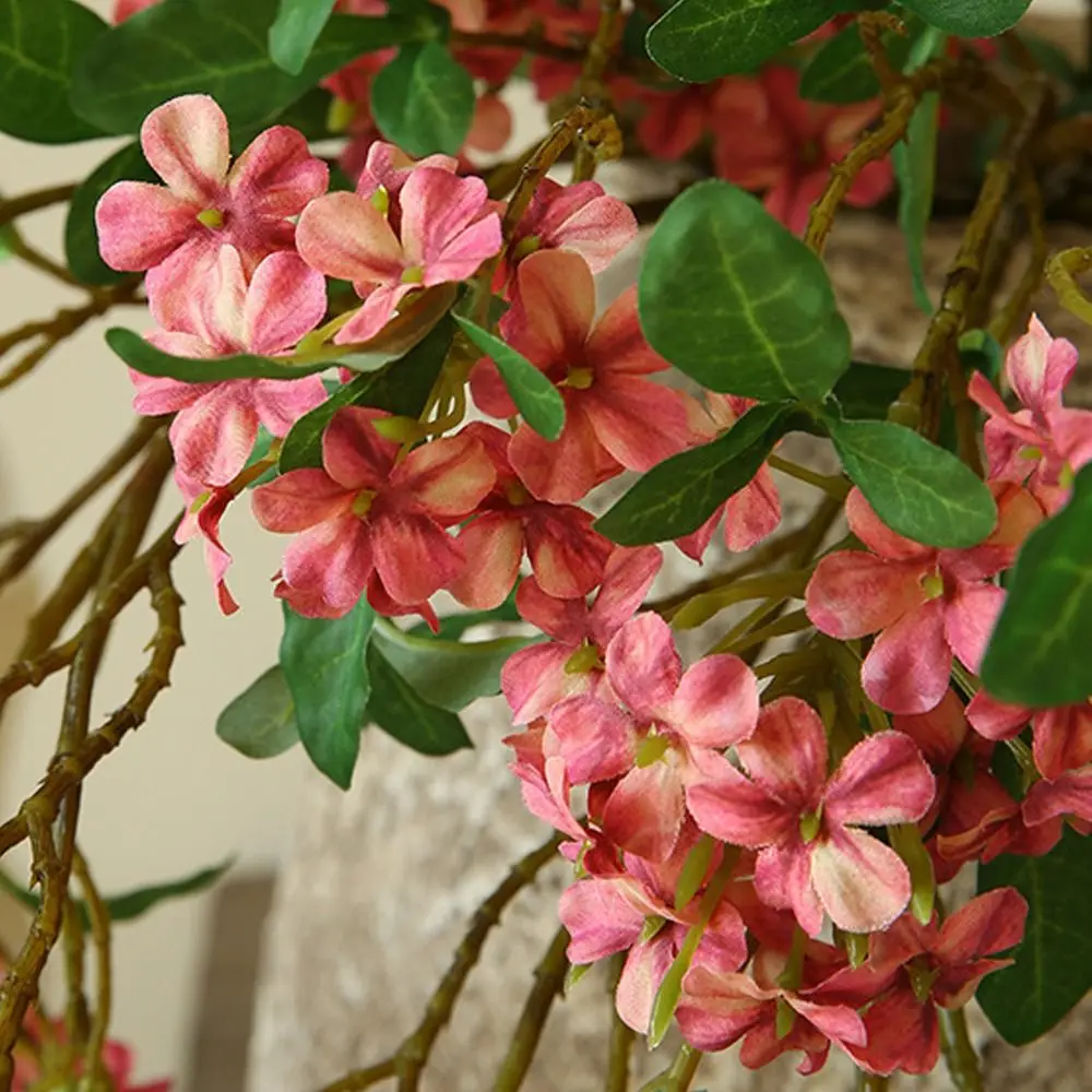 Long Stem Artificial Blue Mist Flower Green Leaf DIY Simulation Mini Hydrangea Handmade Realistic Fake Flowers