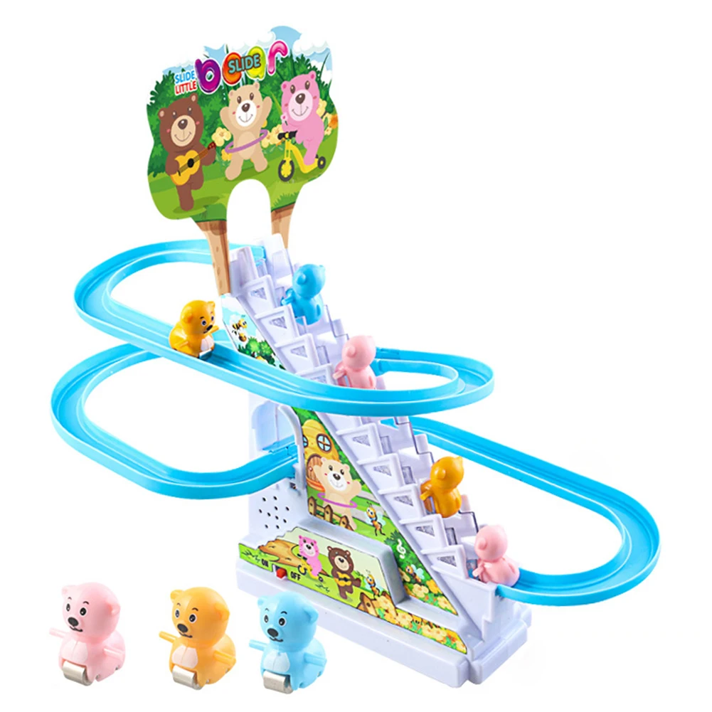 Ducks Climb Stairs Toy Racing Car Train Toy Duck/Piglet/Dinosaur/Bear/Penguin Electric Stair Toy for Kids 3 Years Old and Up