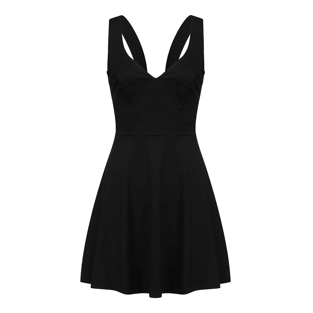 2024 New Backless Summer Dress Women Sexy V-Neck Sleeveless Loose Tank Dresses Elegant Black Evening Dress