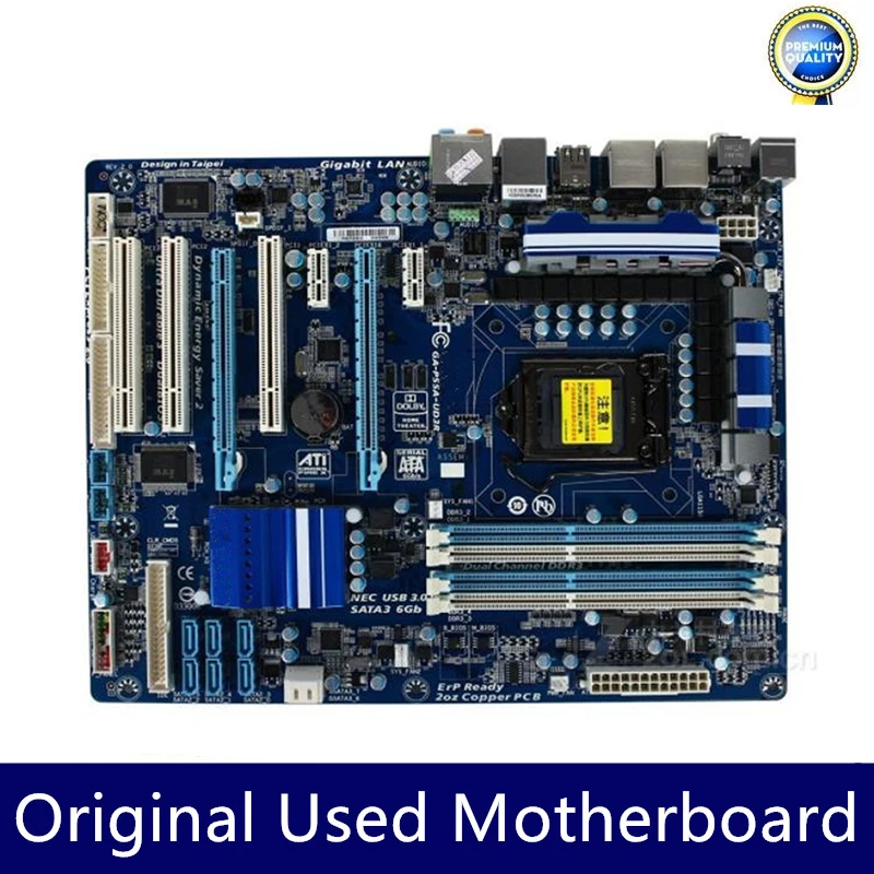 

GA-P55A-UD3R P55A-UD3R motherboard DDR3 LGA 1156 Support I3 I5 i7 cpu 16GB USB2.0 VGA HDMI P55 Desktop motherborad