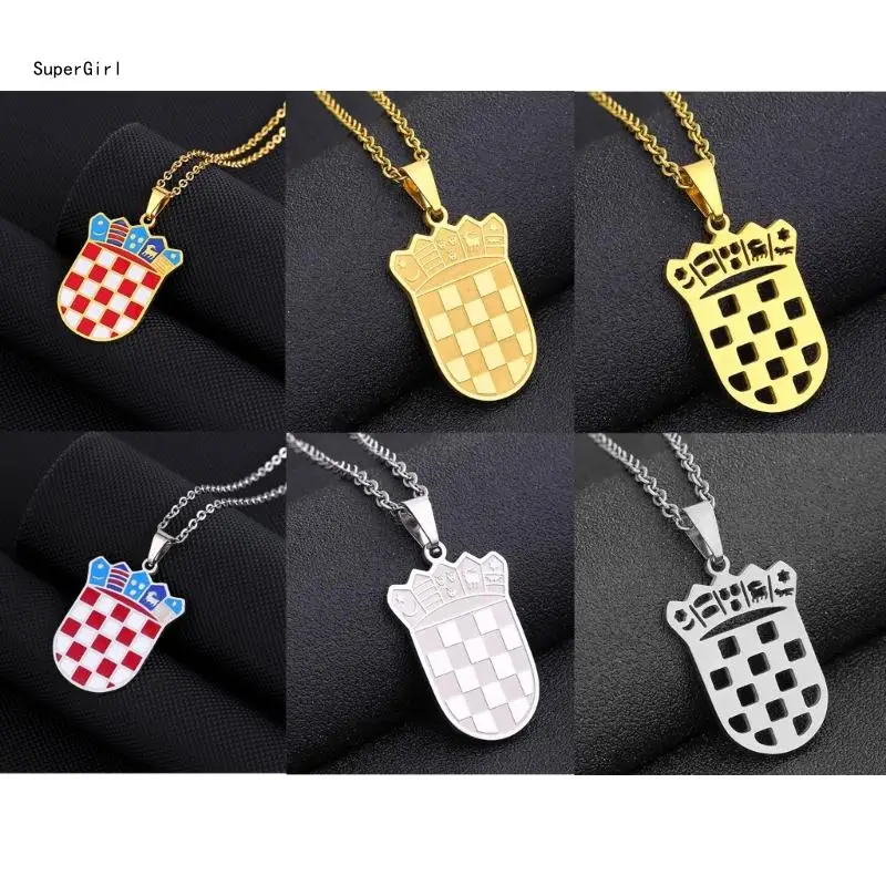 قابل للتعديل الكرواتية قلادة غير قابل للصدأ الصلب كرواتيا شارة قلادة كرواتيا العلم قلادة حلية الهيب هوب سحر مجوهرات J78E