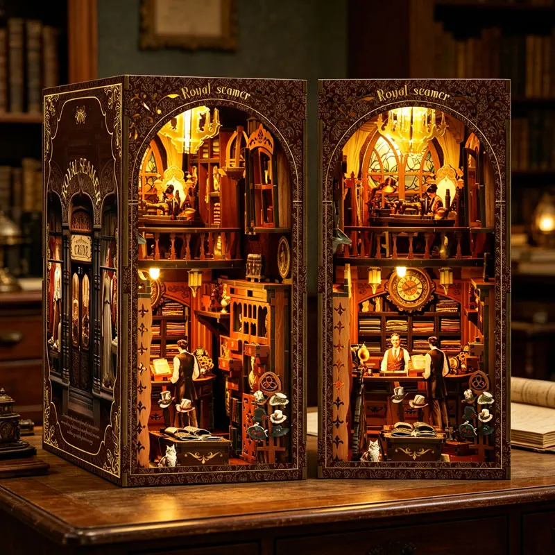 

Zuuton Королевская Портняжная Книжный Уголок Деревянный DIY 3D Пазл Миниатюрная Викторианская Мастерская С LED Подсветкой Декор Подарок
