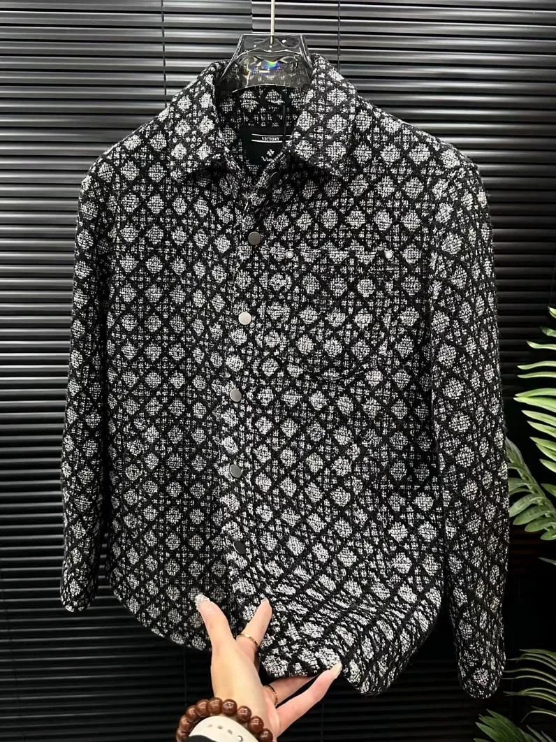 

YR396 Men's Faionable Wool Blend Jaet Autumn Winter New Sle Haome All-Match Personali Stand Fit Long Sve Coat