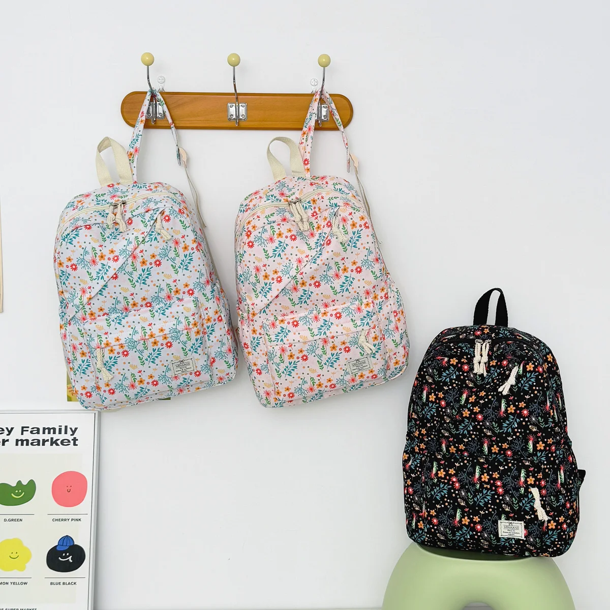Sweet Fresh Floral Print Backpack Teen Girls Light Weight Multi-purpose Large Capacity School Bag Suitable Campus Outdoor Travel
