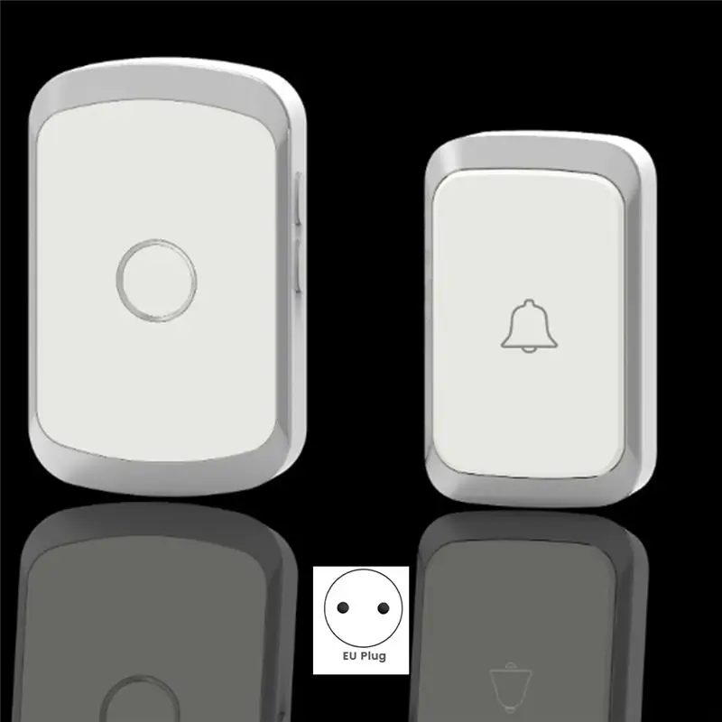 [Touchbuy】 Remote 36 Songs Wireless Doorbell Home Welcome Intelligent 300 Meters Smart Door Bell EU Plug 1Button 2Receiver Black