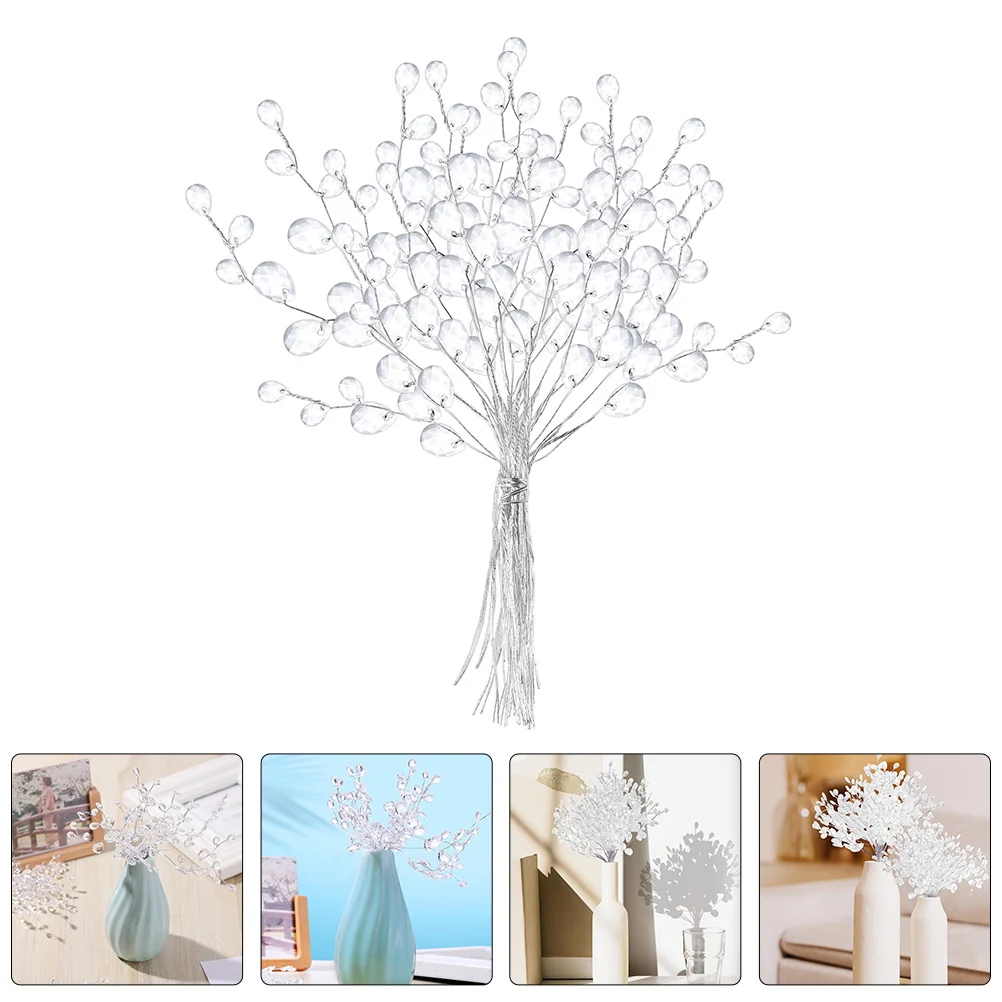 

25Pcs Acrylic Flowers for Vase Faux Flower Stem Exquisite Wedding Decoration Set Photo Prop Elegant Fake Flowers Home Ornament