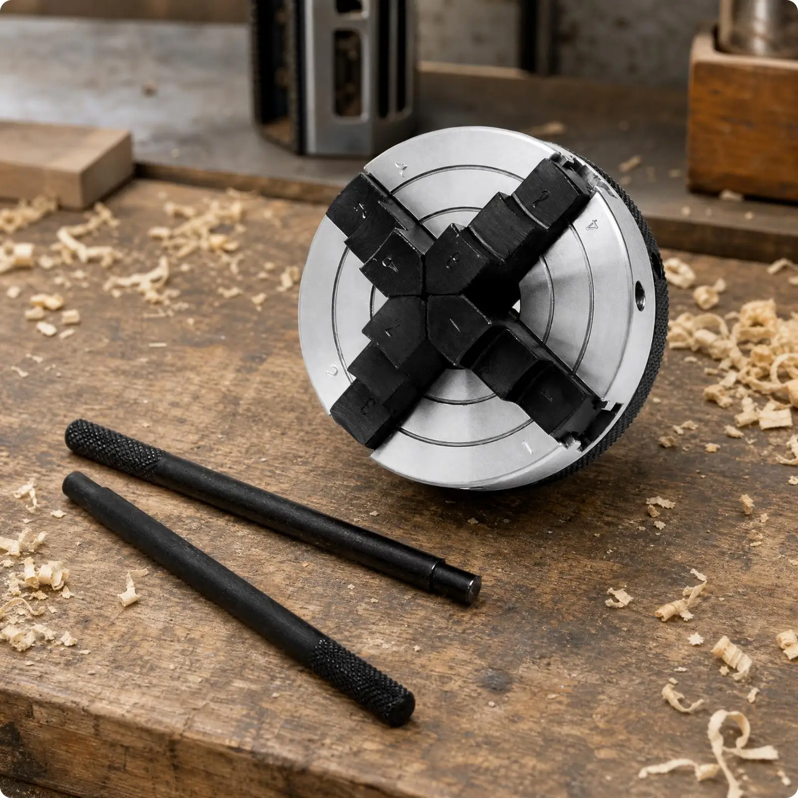 3 Inch Wood Lathe Chuck Four Jaw Self Centering Precision Metal Workholding for Spindle Turning and DIY Projects