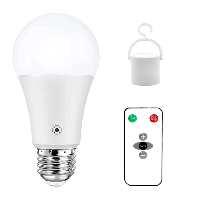 Żarówka lampa z możliwością wielokrotnego ładowania o mocy 15W z funkcją zdalnego sterowania, zasilany z baterii żarówki, żarówki awaryjne światło LED A19, do 12 H