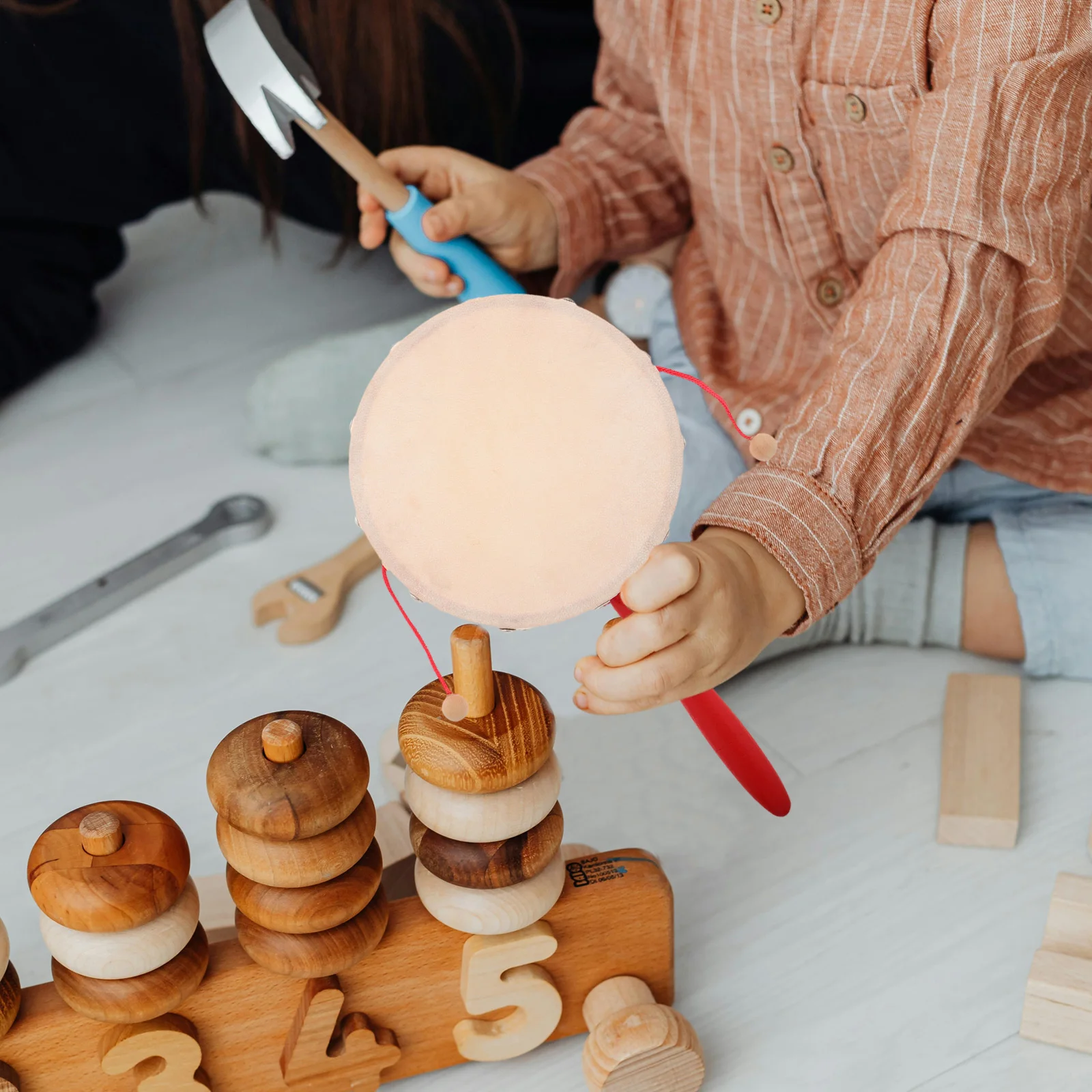 

Percussion Children Music Baby Musical Instruments Drum-shaped Children's Hand Drums Double Row Jingles Drumming