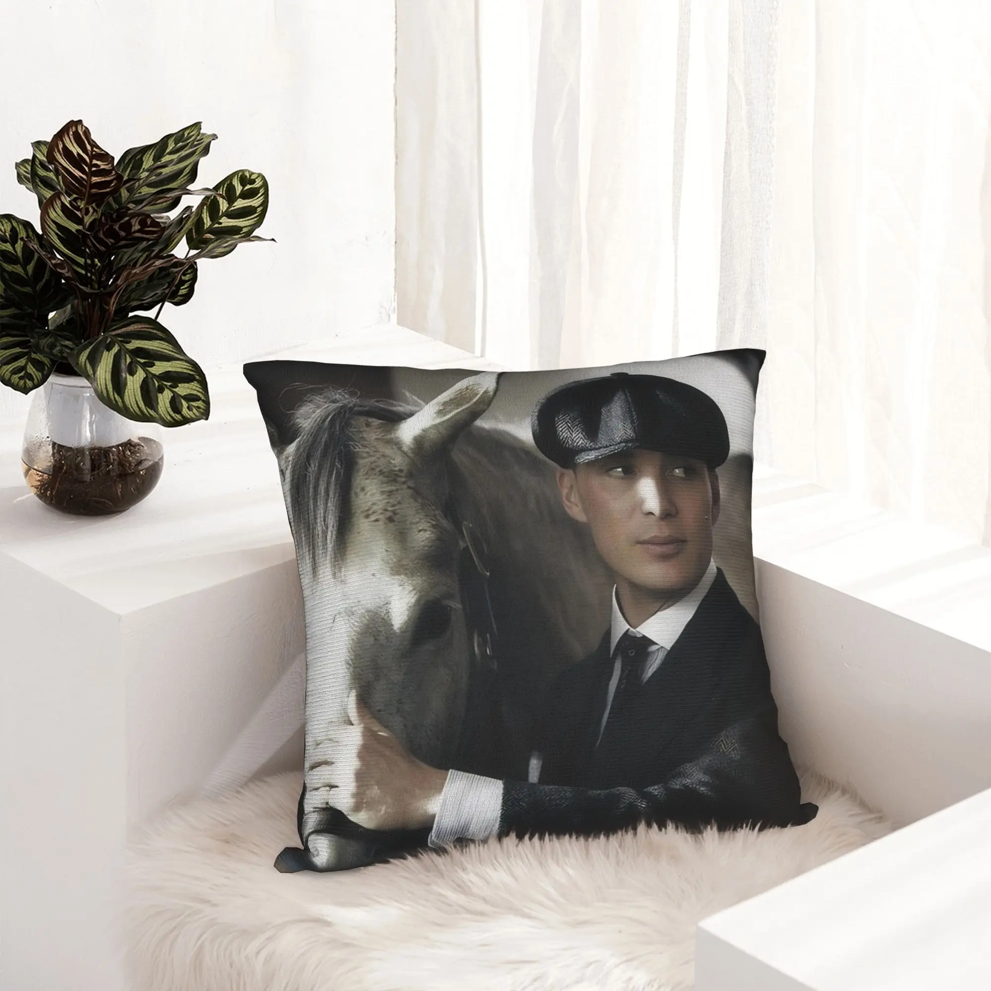 P-Peaky Blinders Tommy Shelby Pillowcase Printed Polyester Cushion Cover Gift  Pillow Case Cover Home Square 45X45cm